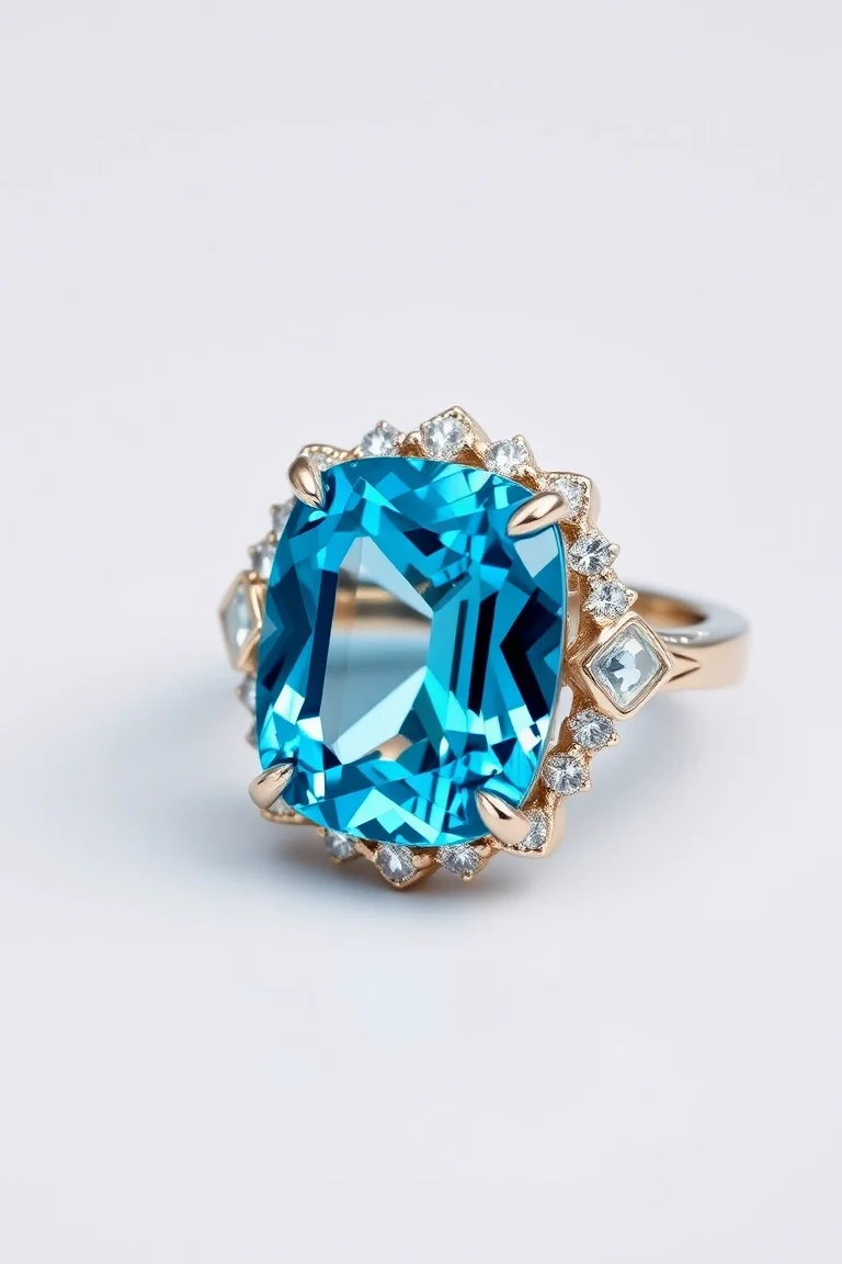 14K TRADITIONAL BLUE TOPAZ RING