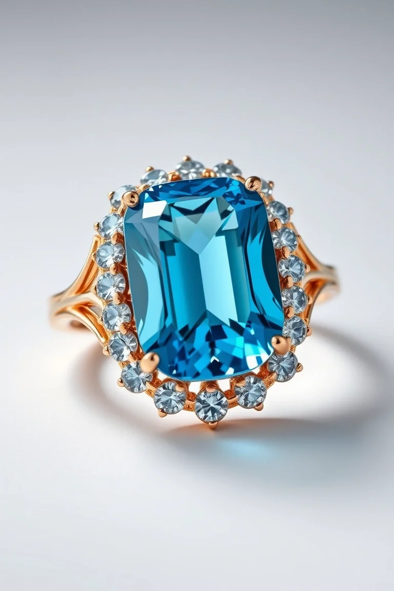 14K TRADITIONAL BLUE TOPAZ RING