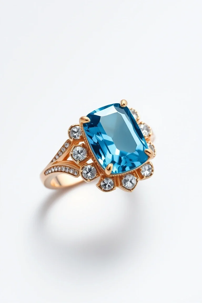 14K TRADITIONAL BLUE TOPAZ RING