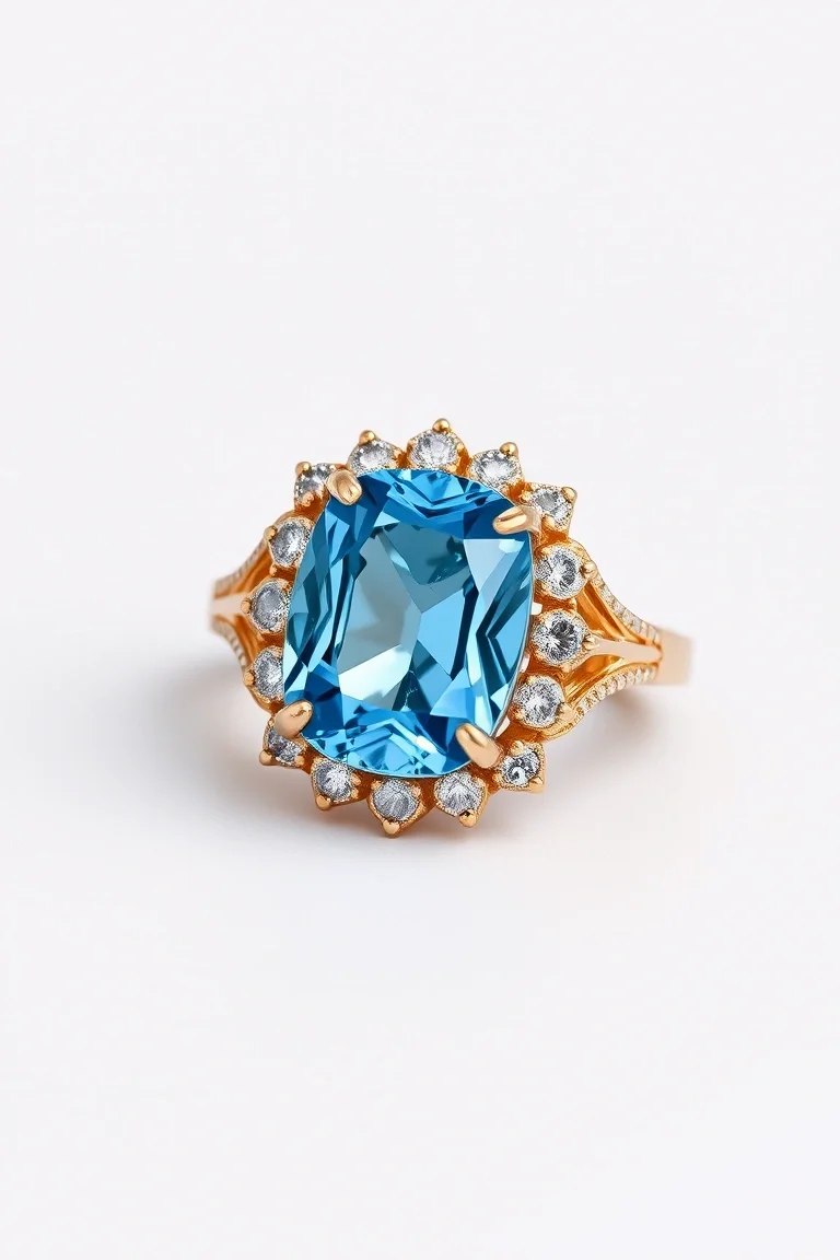 14K TRADITIONAL BLUE TOPAZ RING