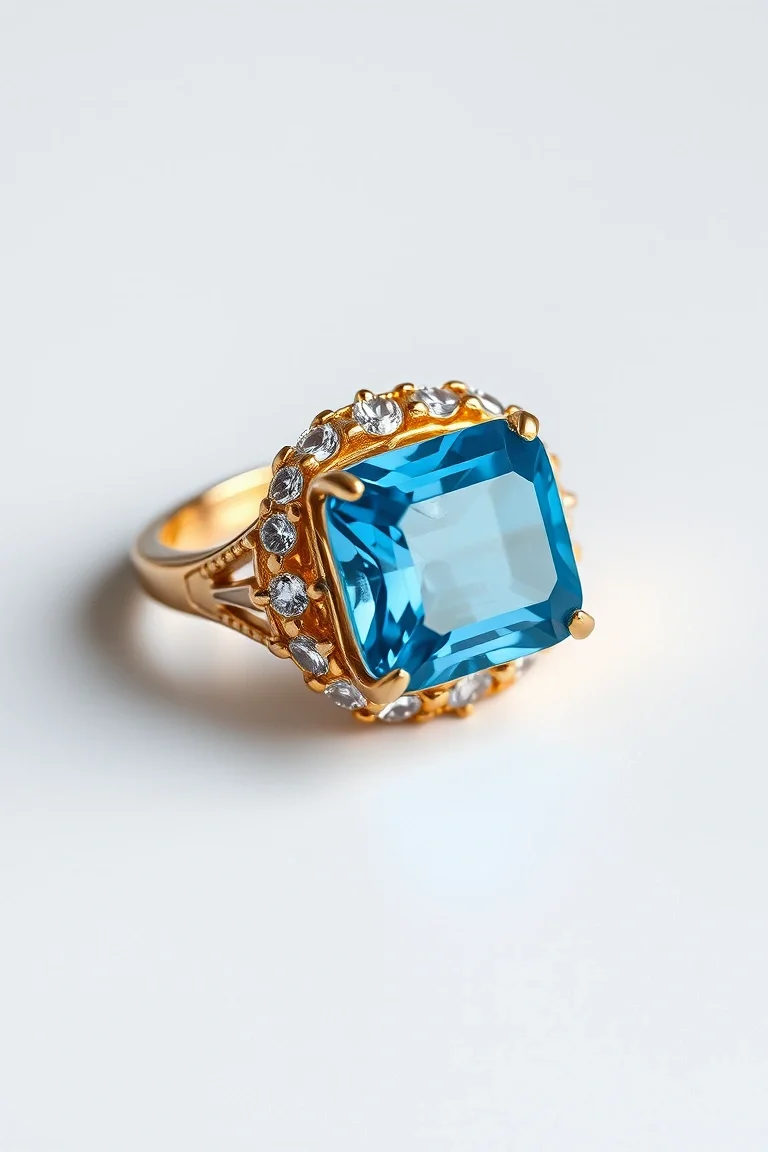 14K TRADITIONAL BLUE TOPAZ RING