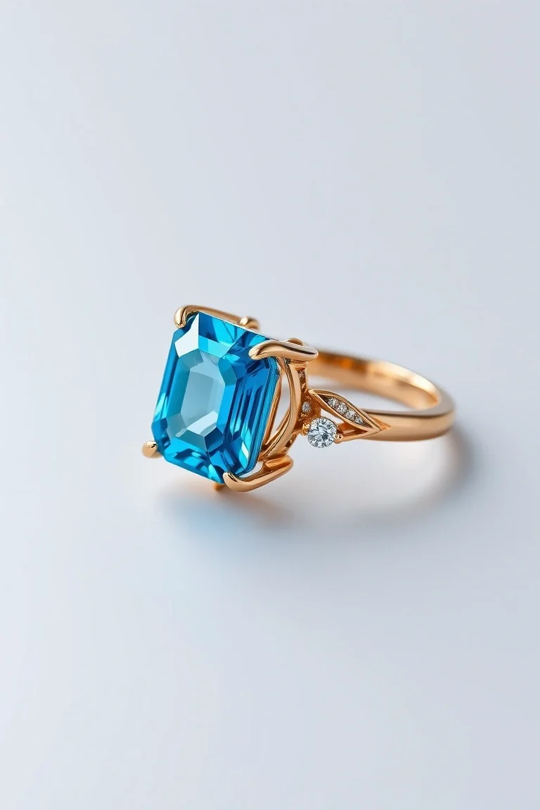 14K TRADITIONAL BLUE TOPAZ RING