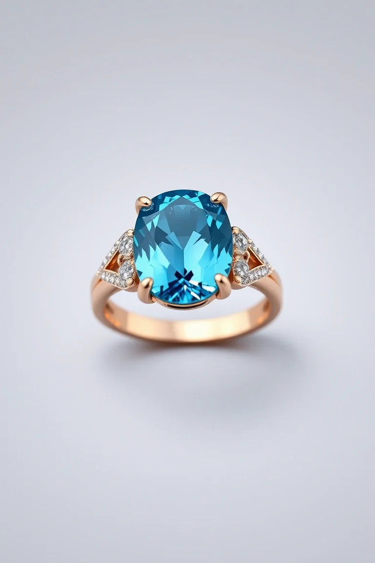 14K TRADITIONAL BLUE TOPAZ RING