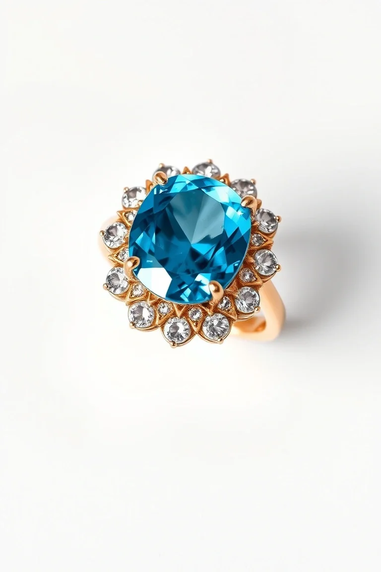 14K TRADITIONAL BLUE TOPAZ RING