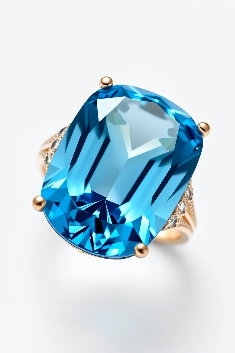 14K TRADITIONAL BLUE TOPAZ RING