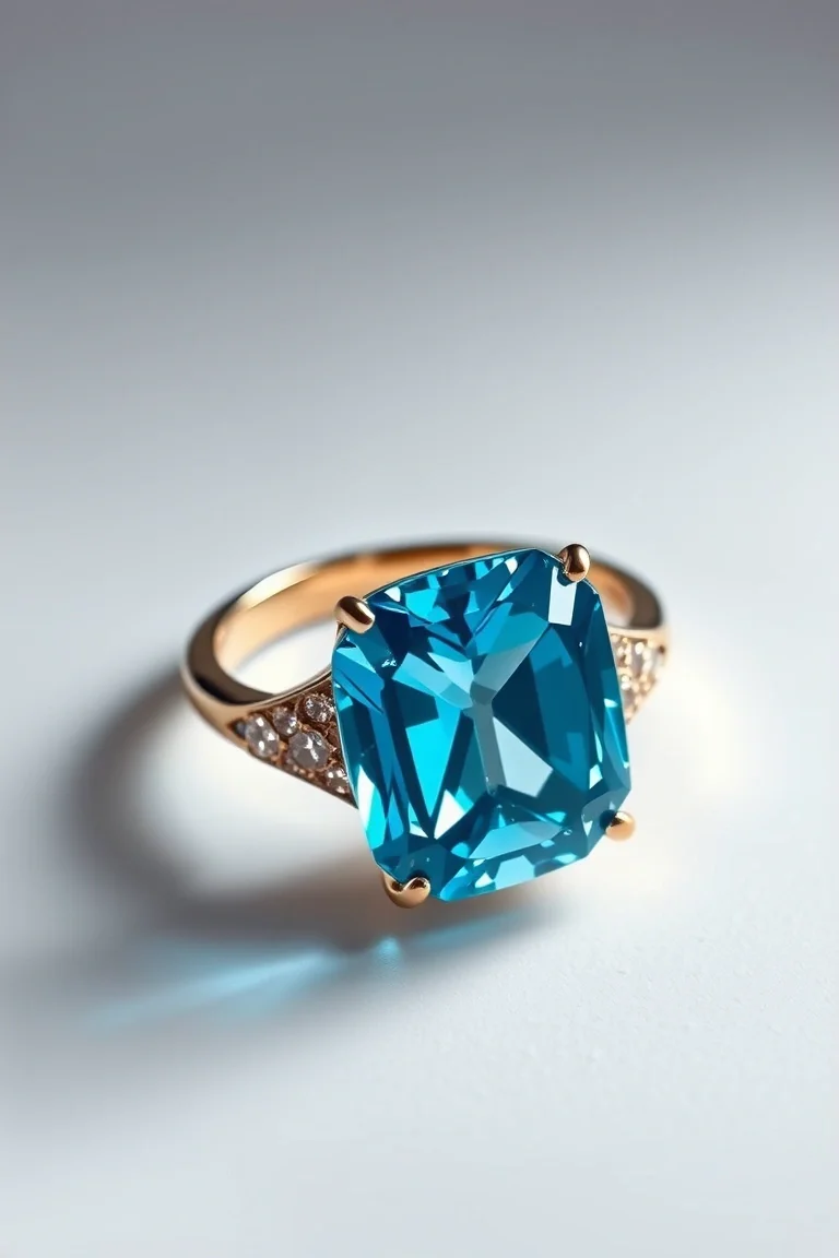 14K TRADITIONAL BLUE TOPAZ RING
