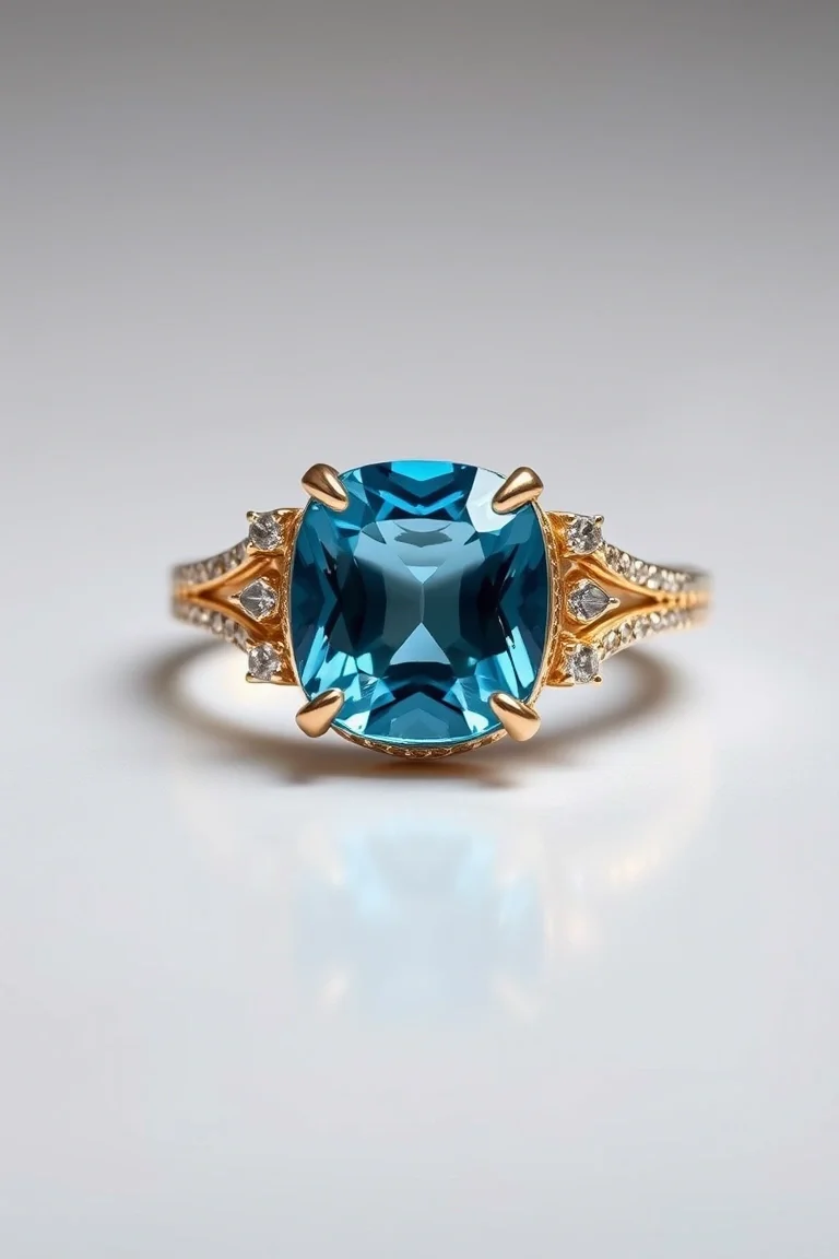 14K TRADITIONAL BLUE TOPAZ RING
