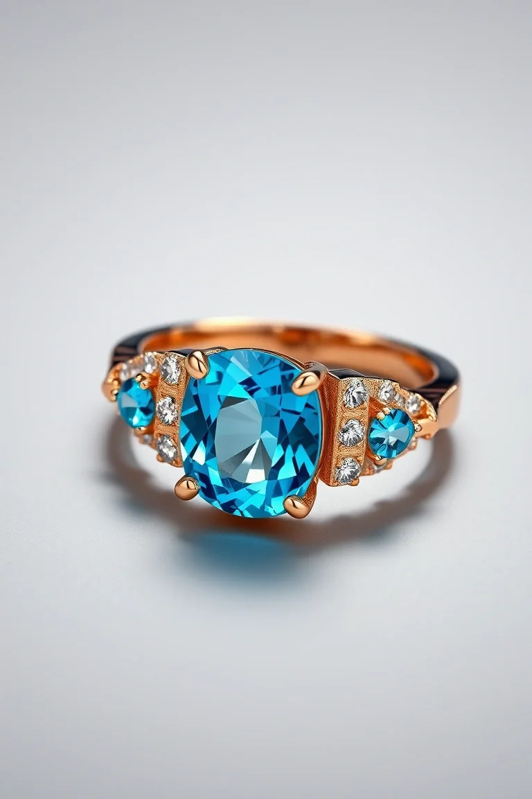 14K TRADITIONAL BLUE TOPAZ RING