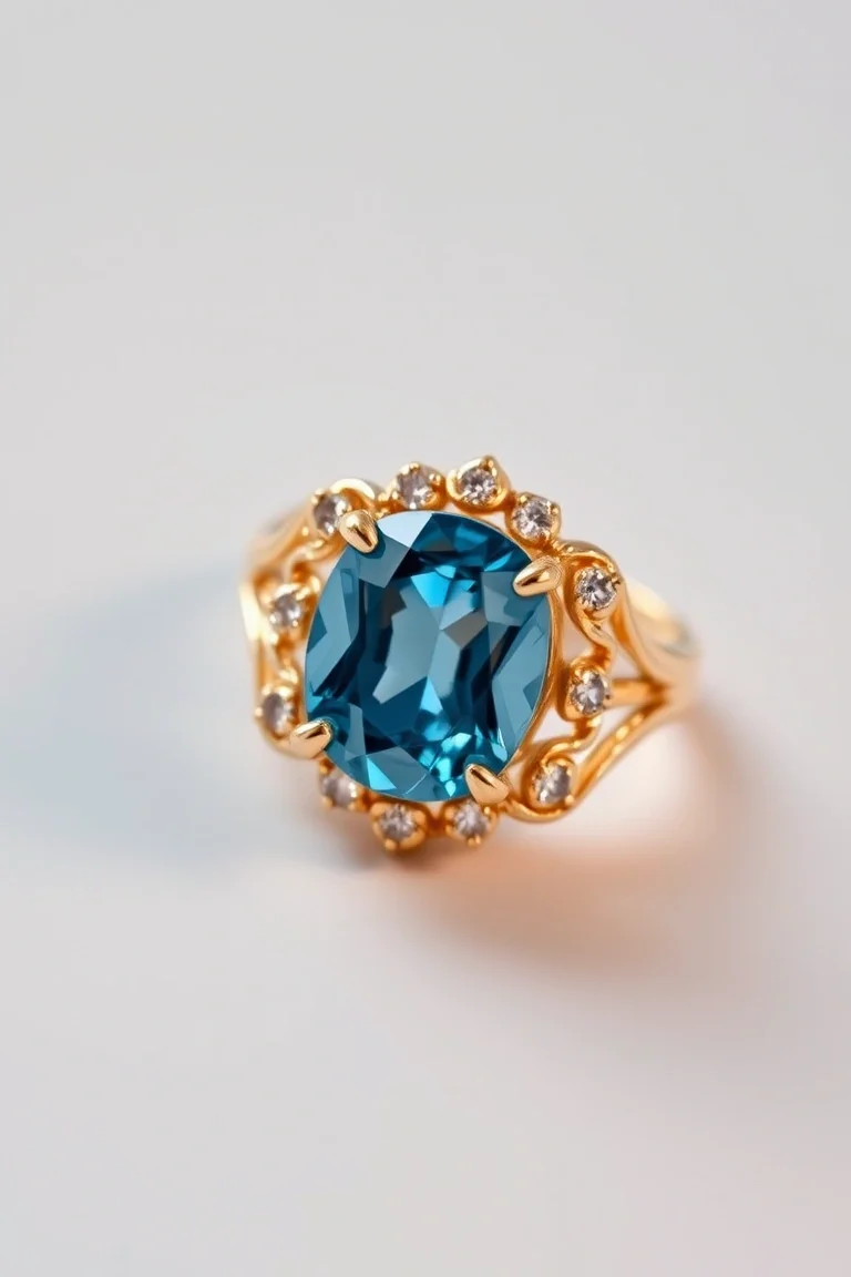 14K TRADITIONAL BLUE TOPAZ RING