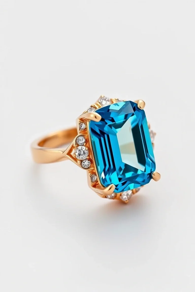14K TRADITIONAL BLUE TOPAZ RING