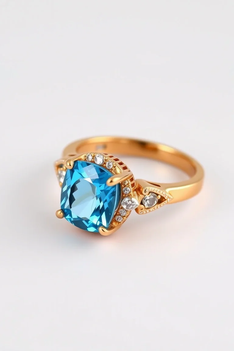 14K TRADITIONAL BLUE TOPAZ RING