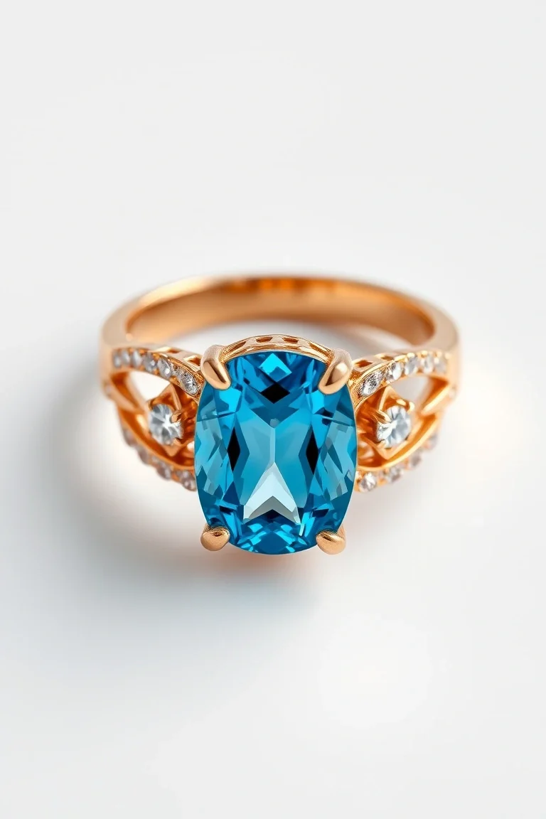 14K TRADITIONAL BLUE TOPAZ RING
