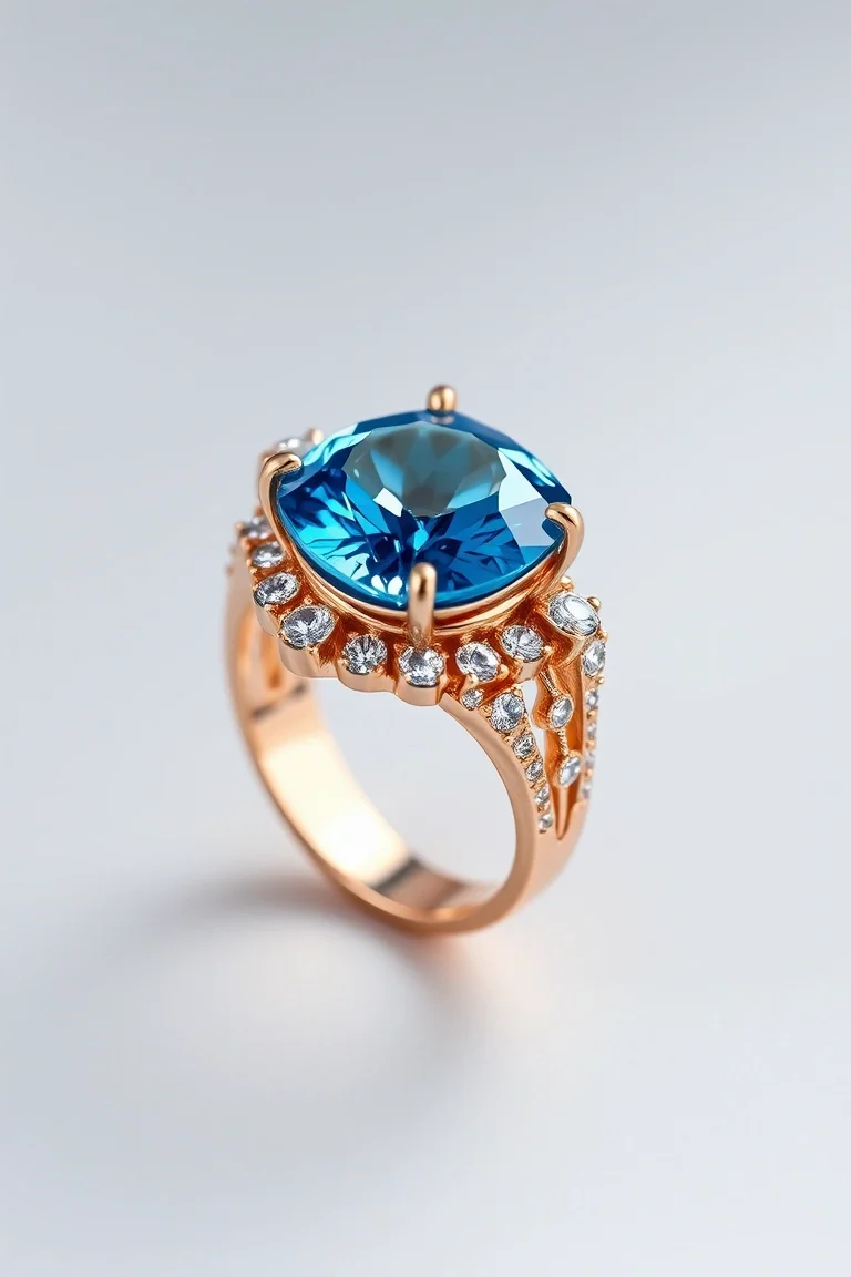 14K TRADITIONAL BLUE TOPAZ RING