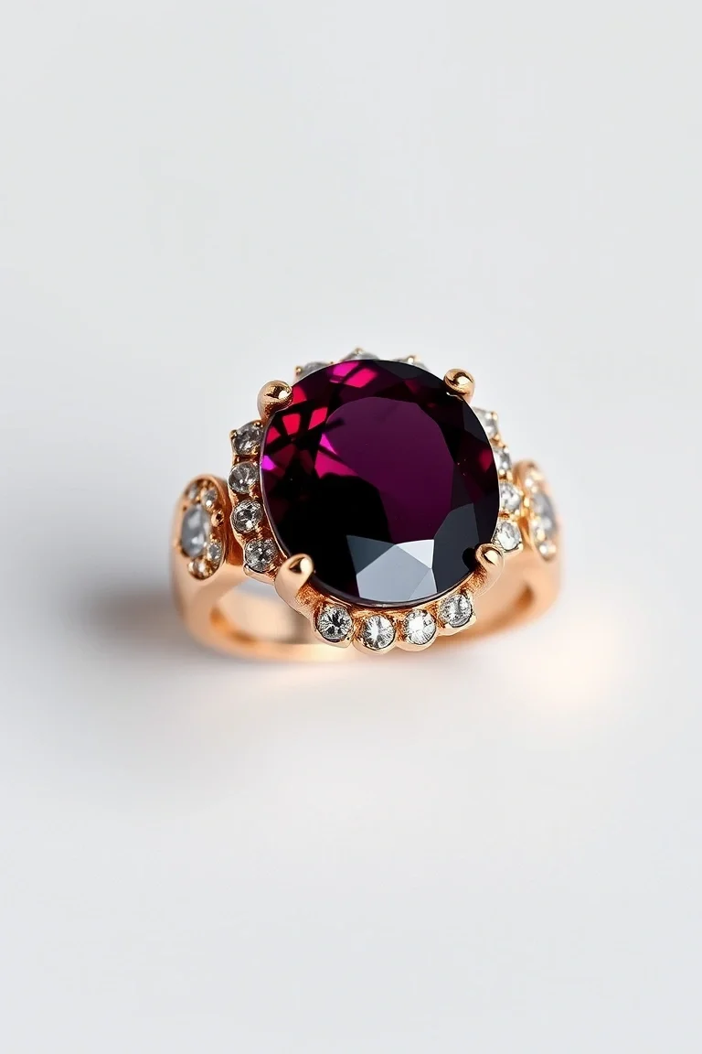 14K TRADITIONAL RHODALITE GARNET RING