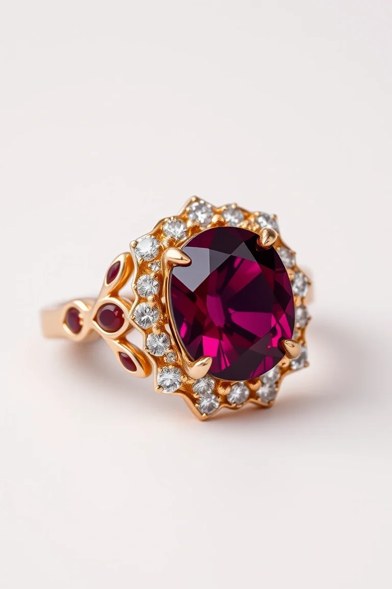14K TRADITIONAL RHODALITE GARNET RING