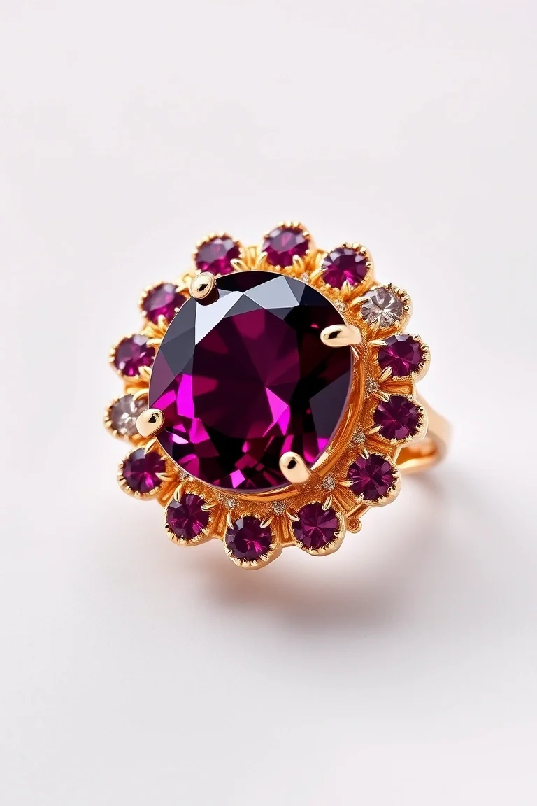 14K TRADITIONAL RHODALITE GARNET RING