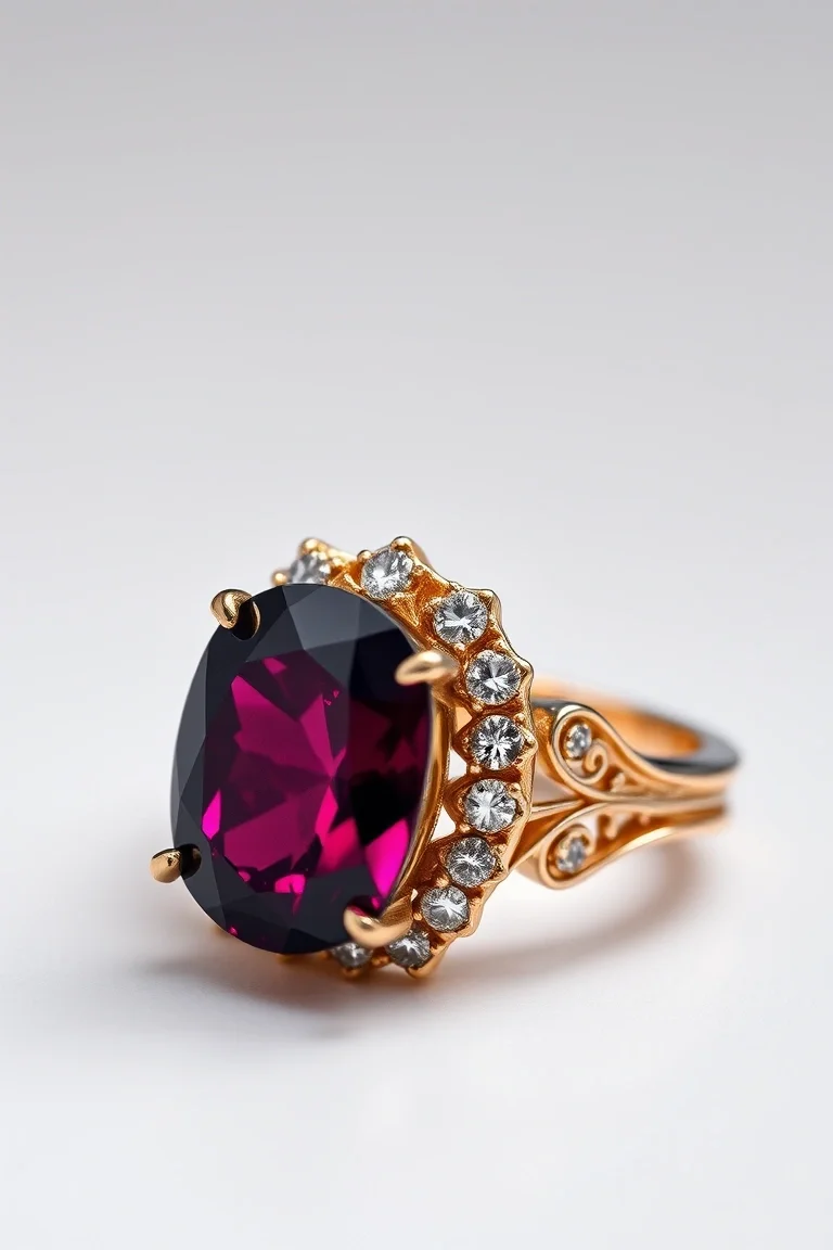 14K TRADITIONAL RHODALITE GARNET RING
