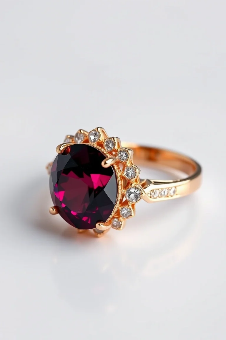 14K TRADITIONAL RHODALITE GARNET RING