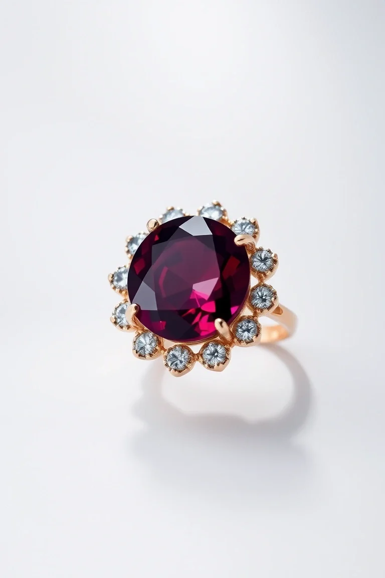 14K TRADITIONAL RHODALITE GARNET RING