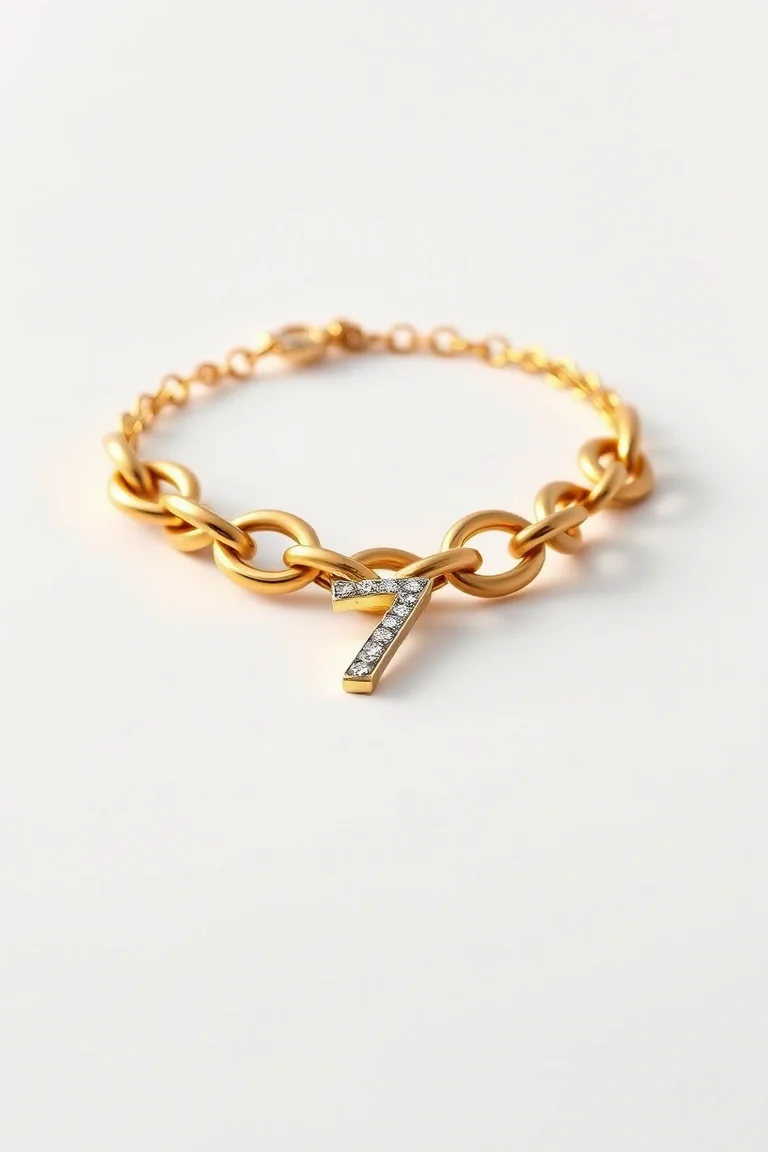 14K Triple Link Charm Bracelet 7 In.