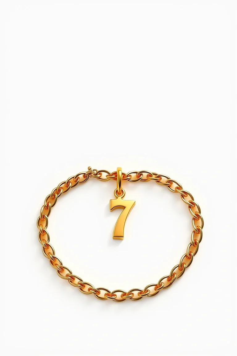 14K Triple Link Charm Bracelet 7 In.