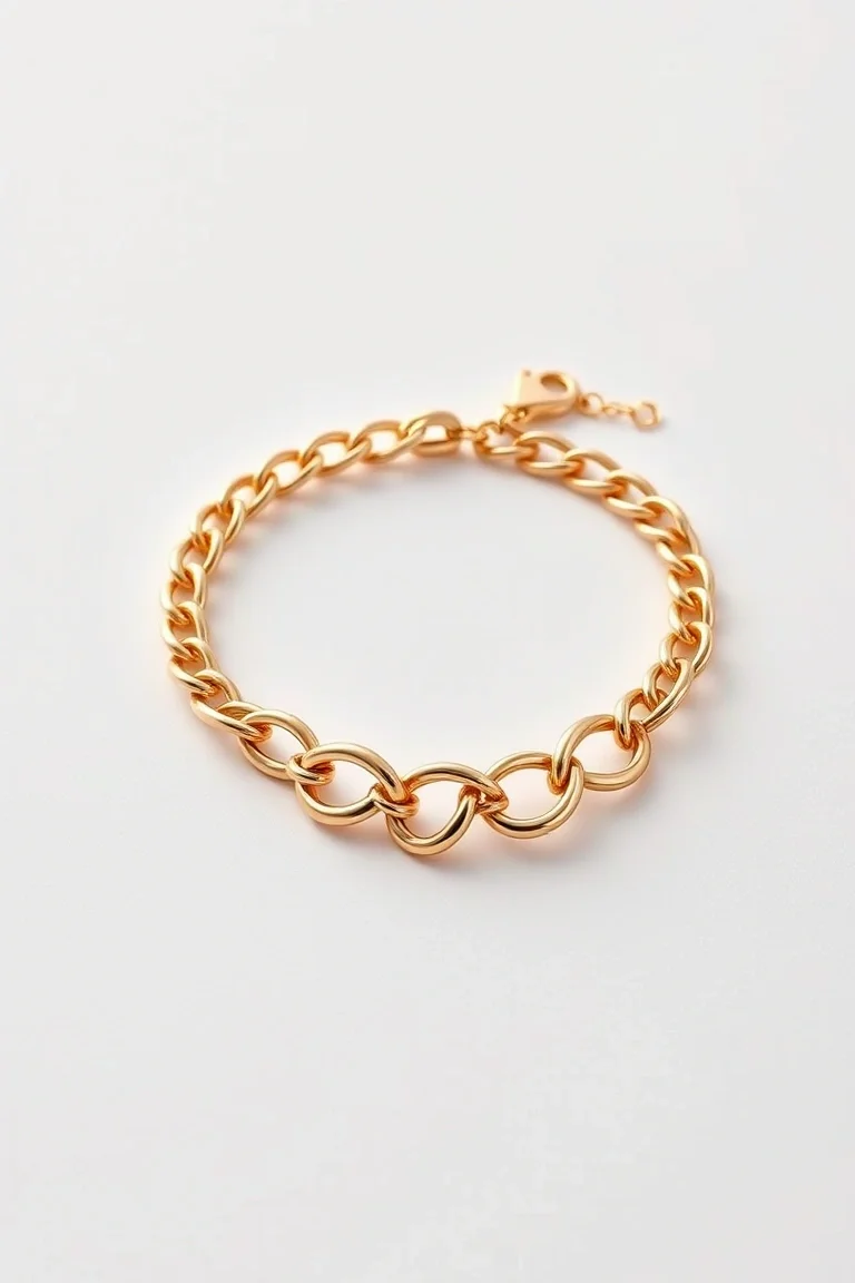 14K Triple Link Charm Bracelet 7 In.