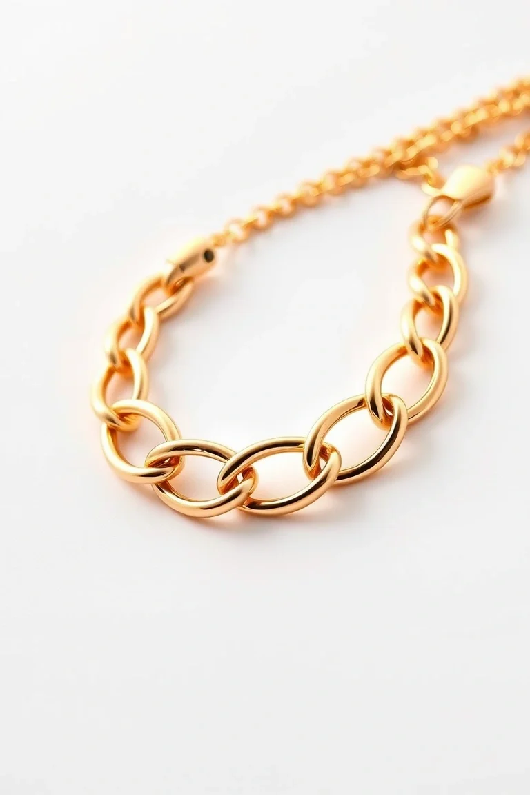 14K Triple Link Charm Bracelet 8 In.