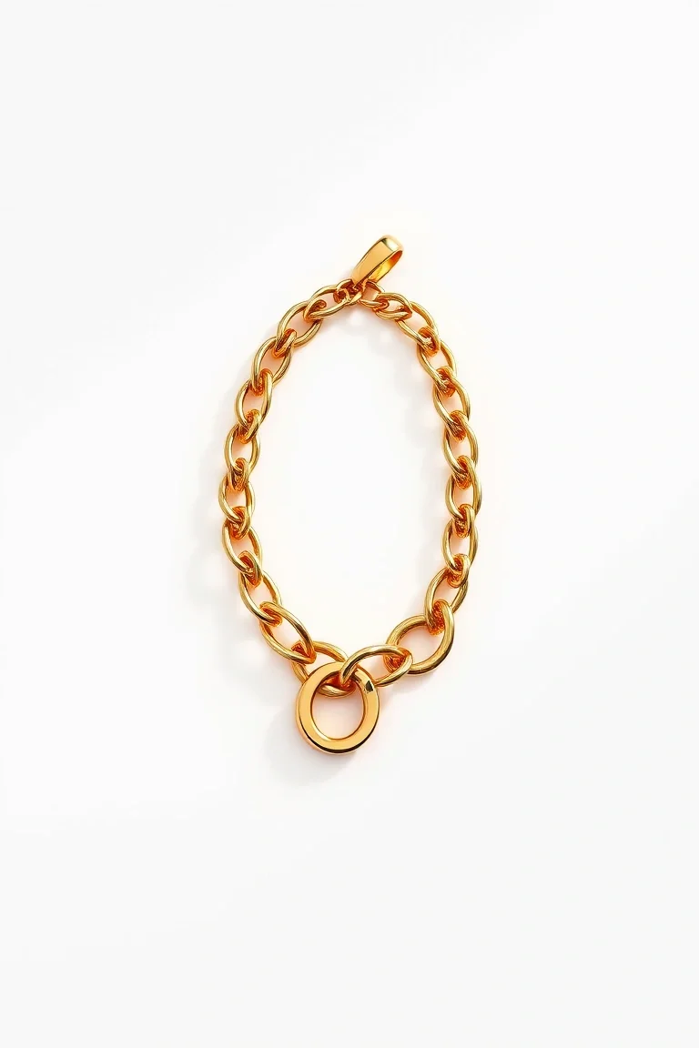 14K Triple Link Charm Bracelet 8 In.