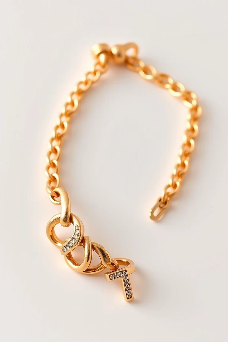 14K Triple Link Charm Braclet 7 In.