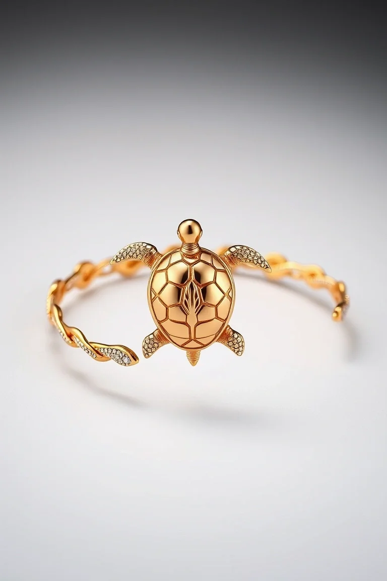 14K Turtle Bracelet 7 In.