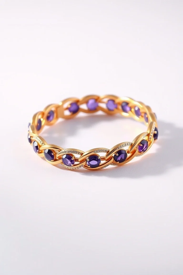 14K TWO-TONE AMETHYST BRACELET