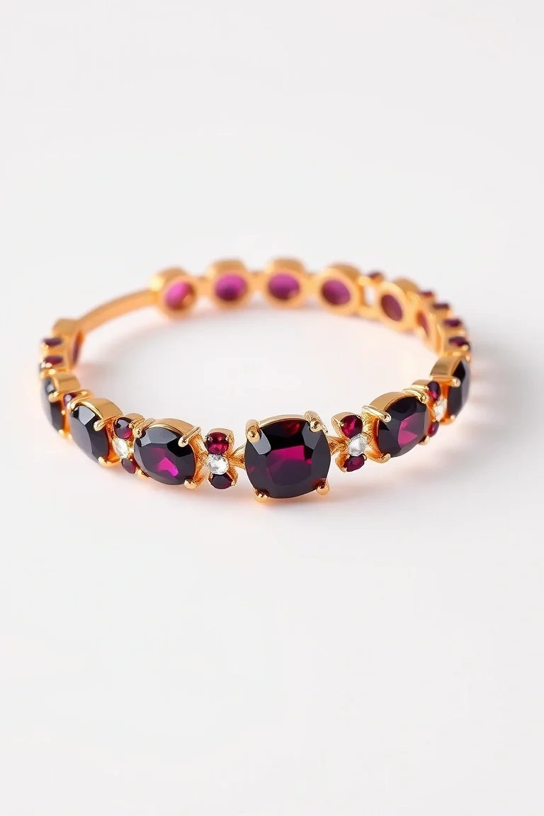 14K TWO-TONE GARNET BRACELET