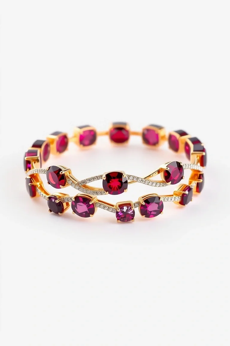 14K TWO-TONE GARNET BRACELET