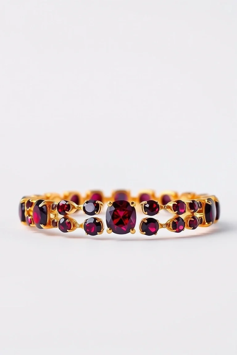 14K TWO-TONE GARNET BRACELET