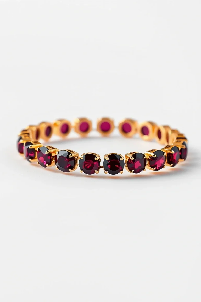 14K TWO-TONE GARNET BRACELET