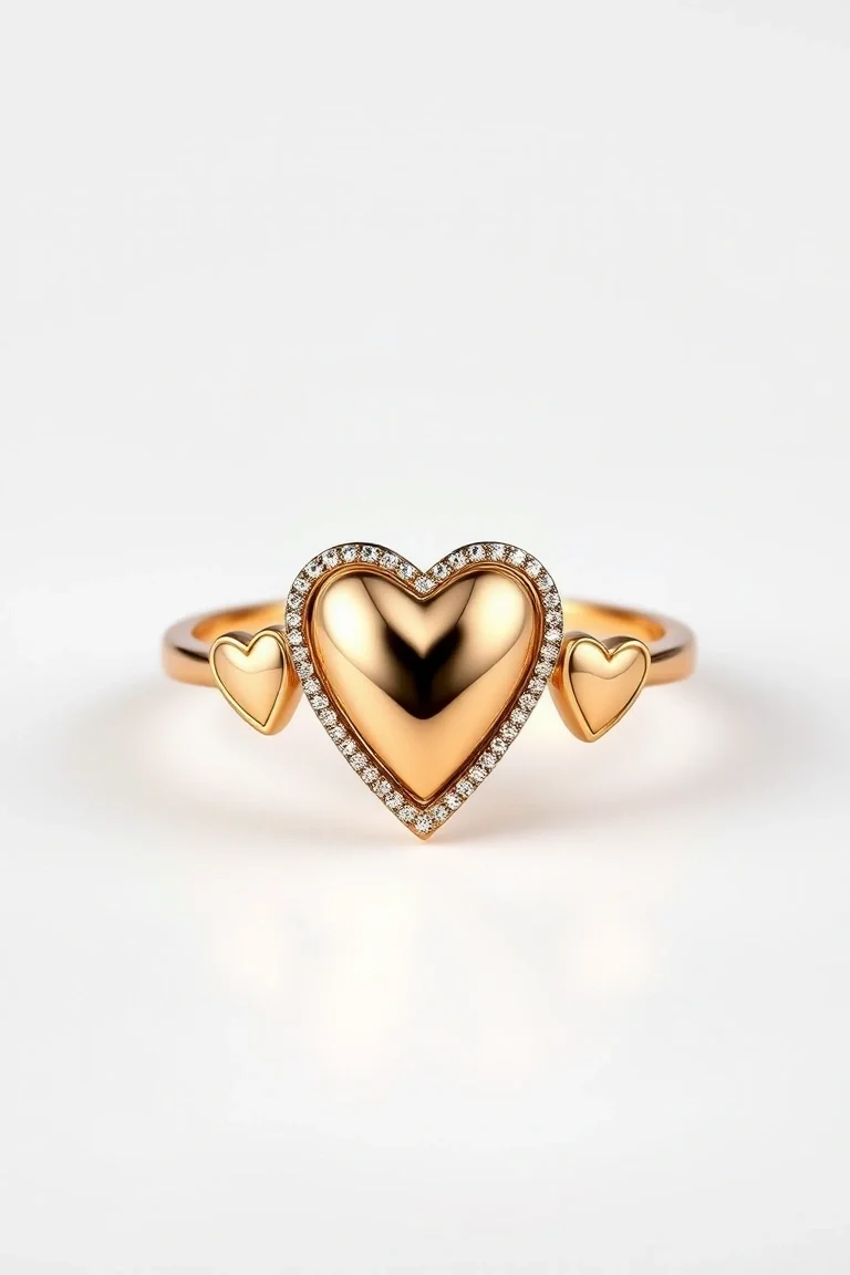 14K Two Tone Heart Ring