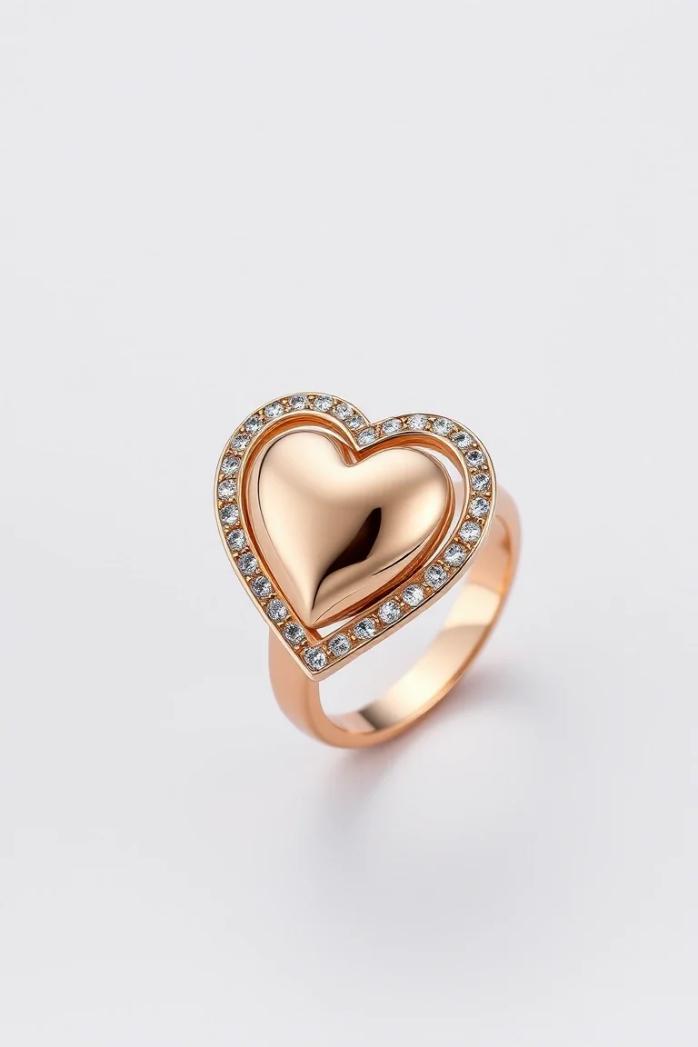 14K Two Tone Heart Ring