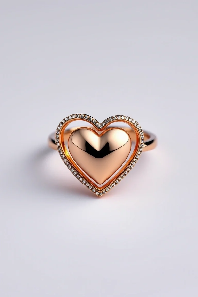 14K Two Tone Heart Ring