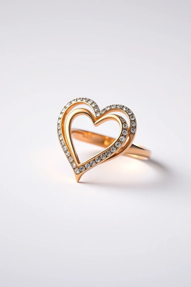 14K Two Tone Heart Ring