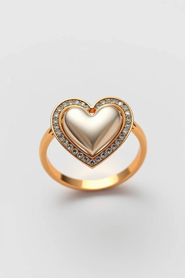 14K Two Tone Heart Ring