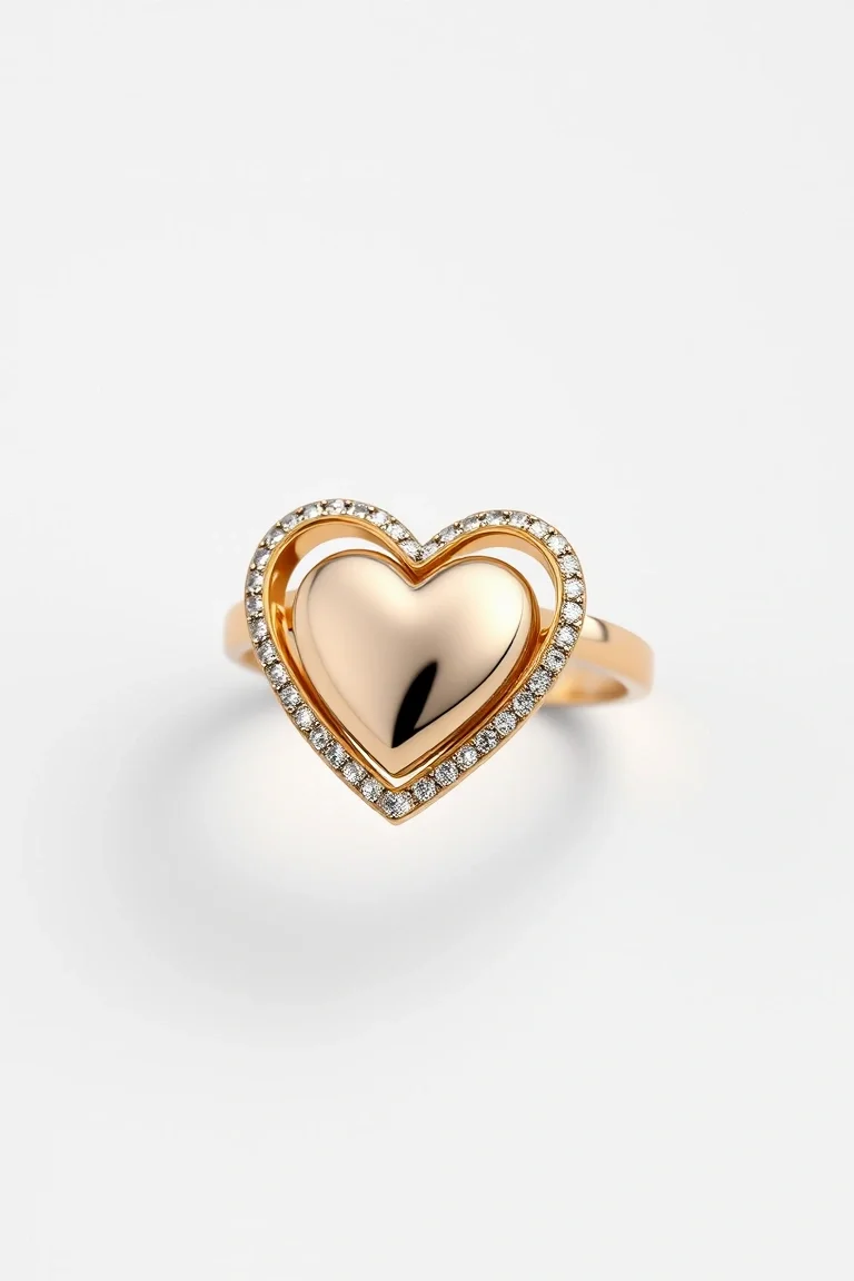 14K Two Tone Heart Ring