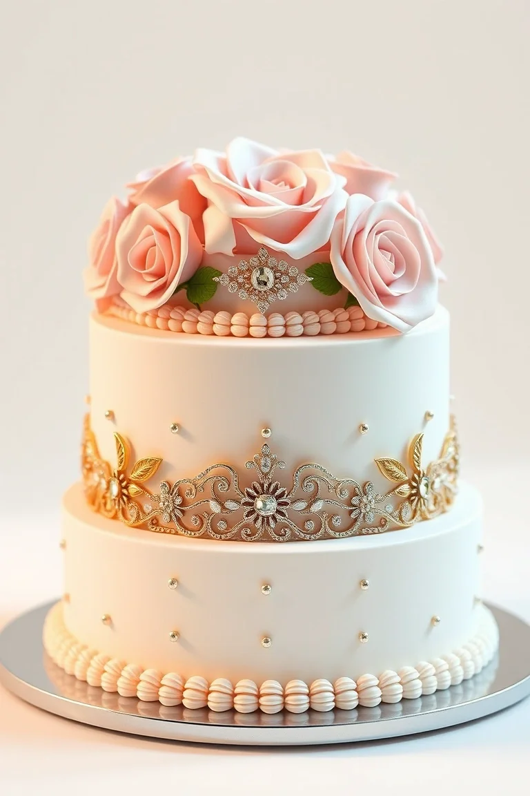 14K WEDDING CAKE W/BABY CARRIA