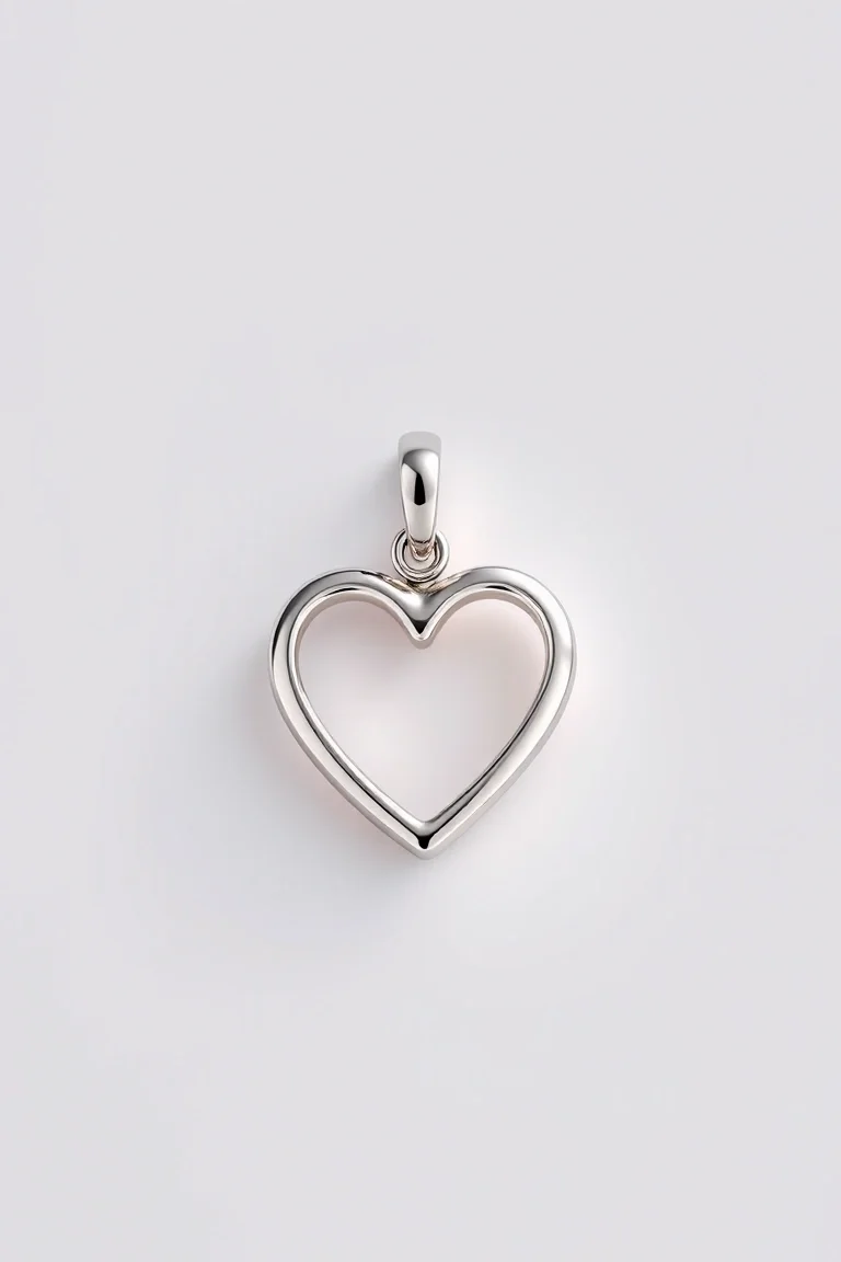 14K WHITE GOLD 3-D HEART CHARM
