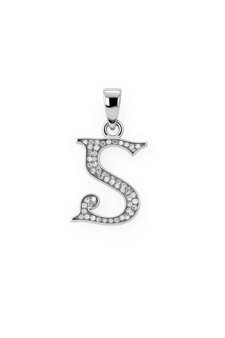 14K WHITE GOLD ALPHABET CHARM