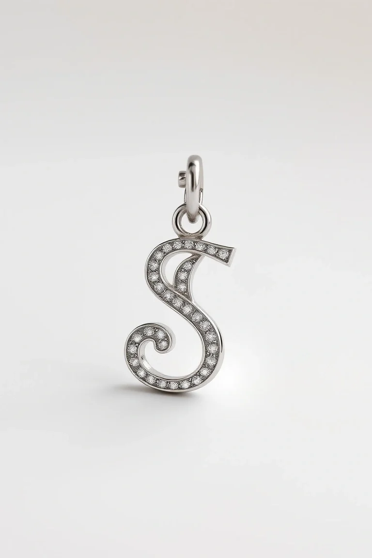 14K WHITE GOLD ALPHABET CHARM