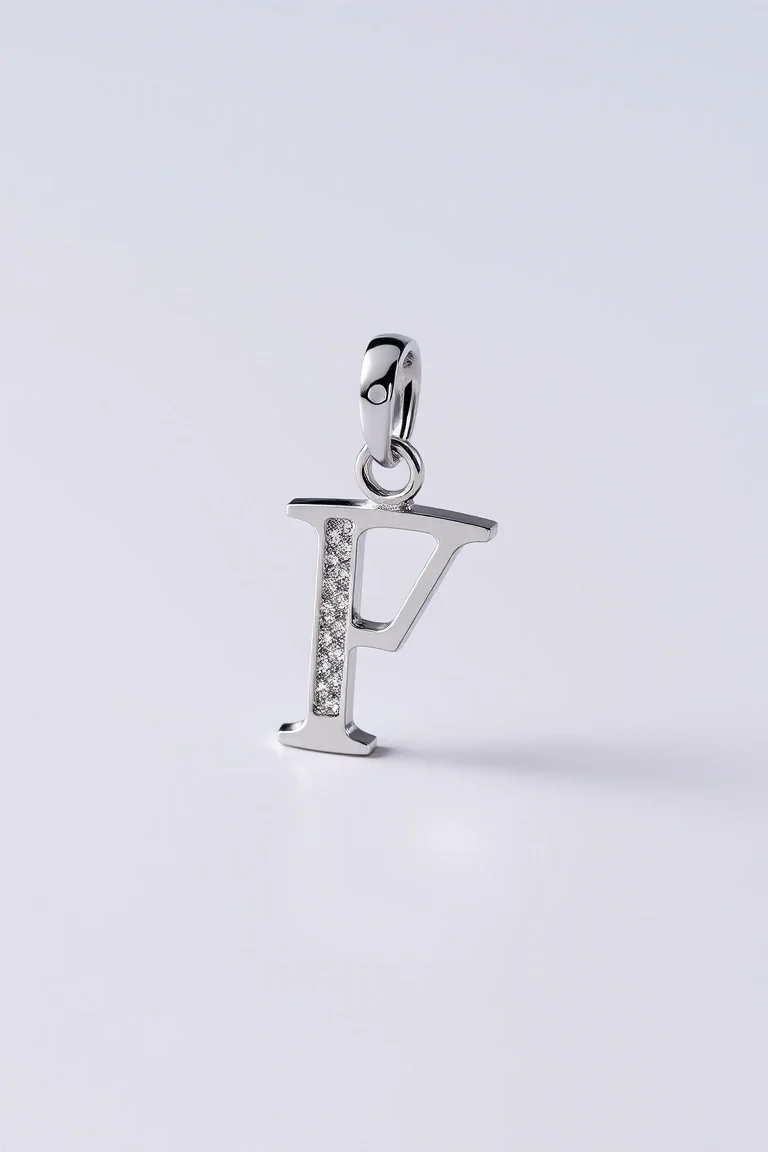 14K WHITE GOLD ALPHABET CHARM