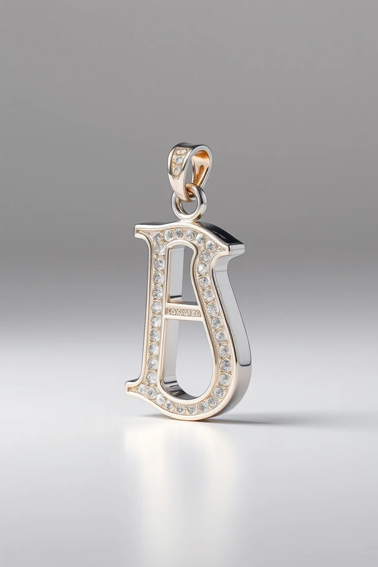 14K WHITE GOLD ALPHABET CHARM