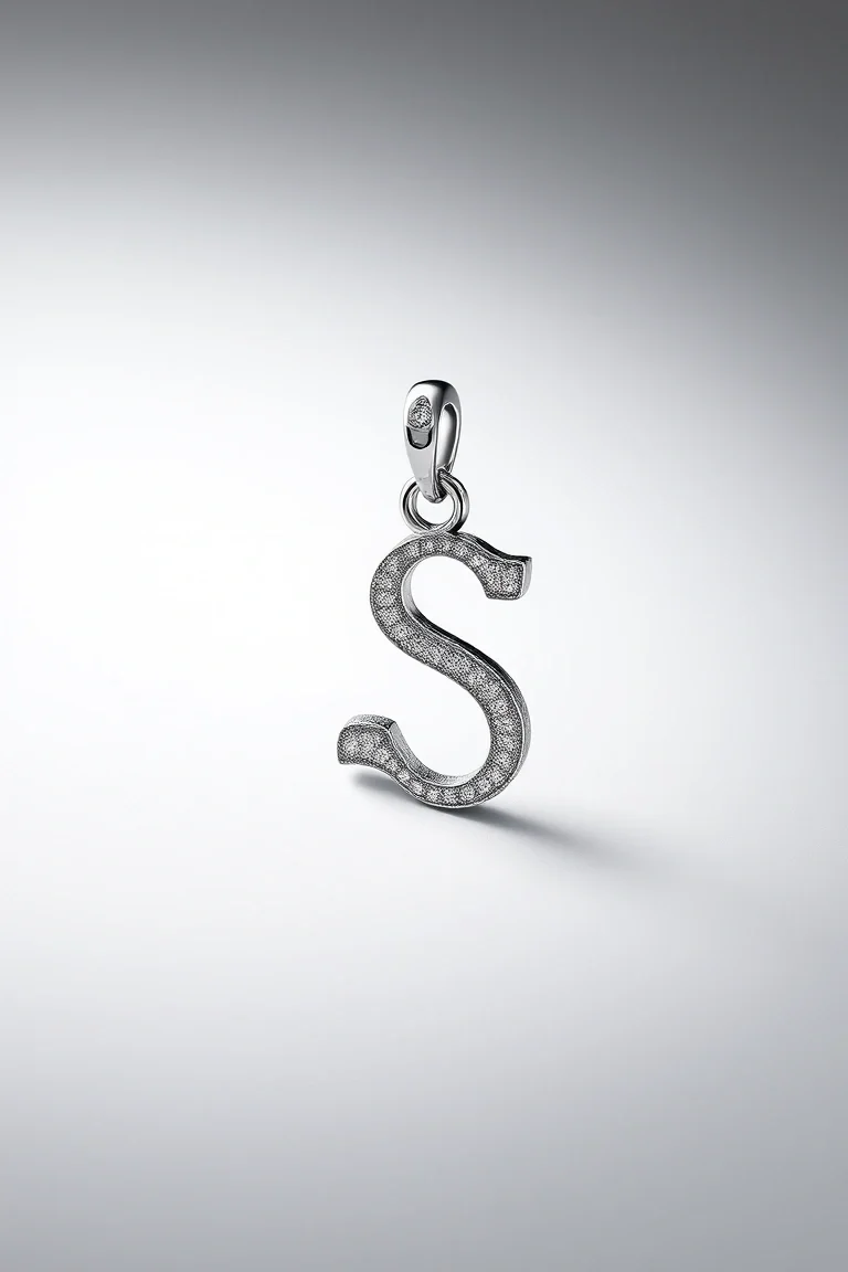 14K WHITE GOLD ALPHABET CHARM