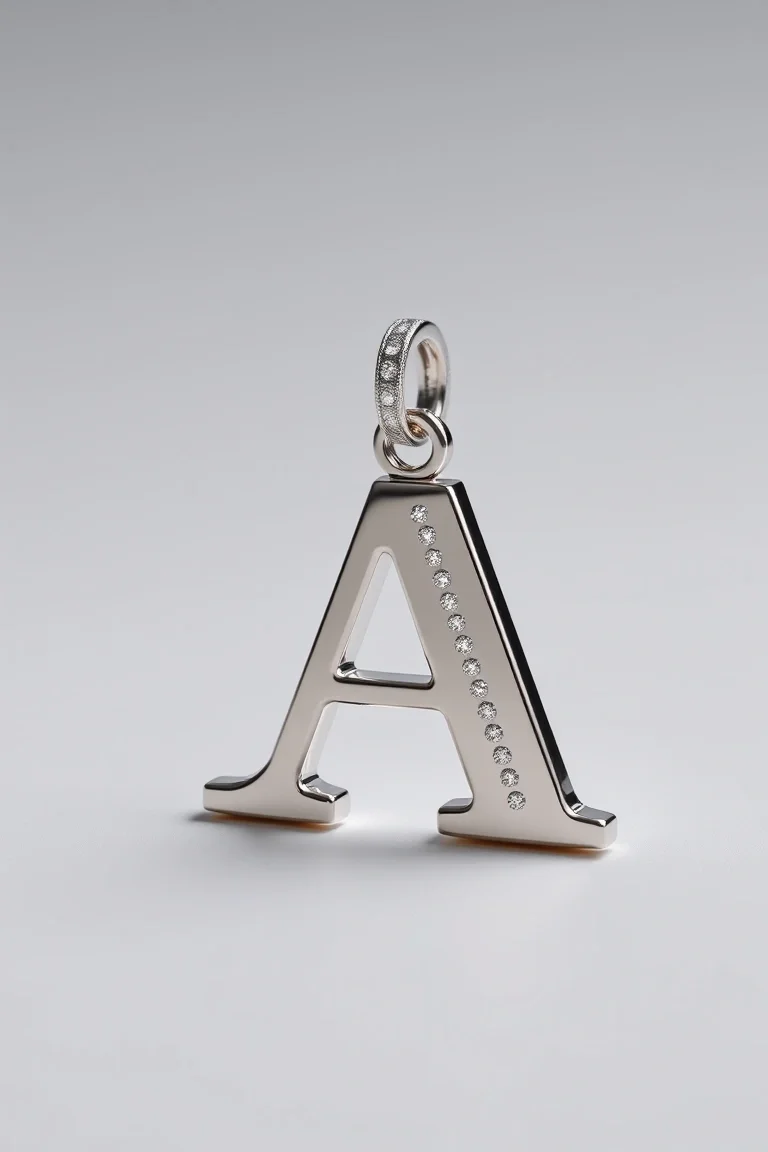 14K WHITE GOLD ALPHABET CHARM