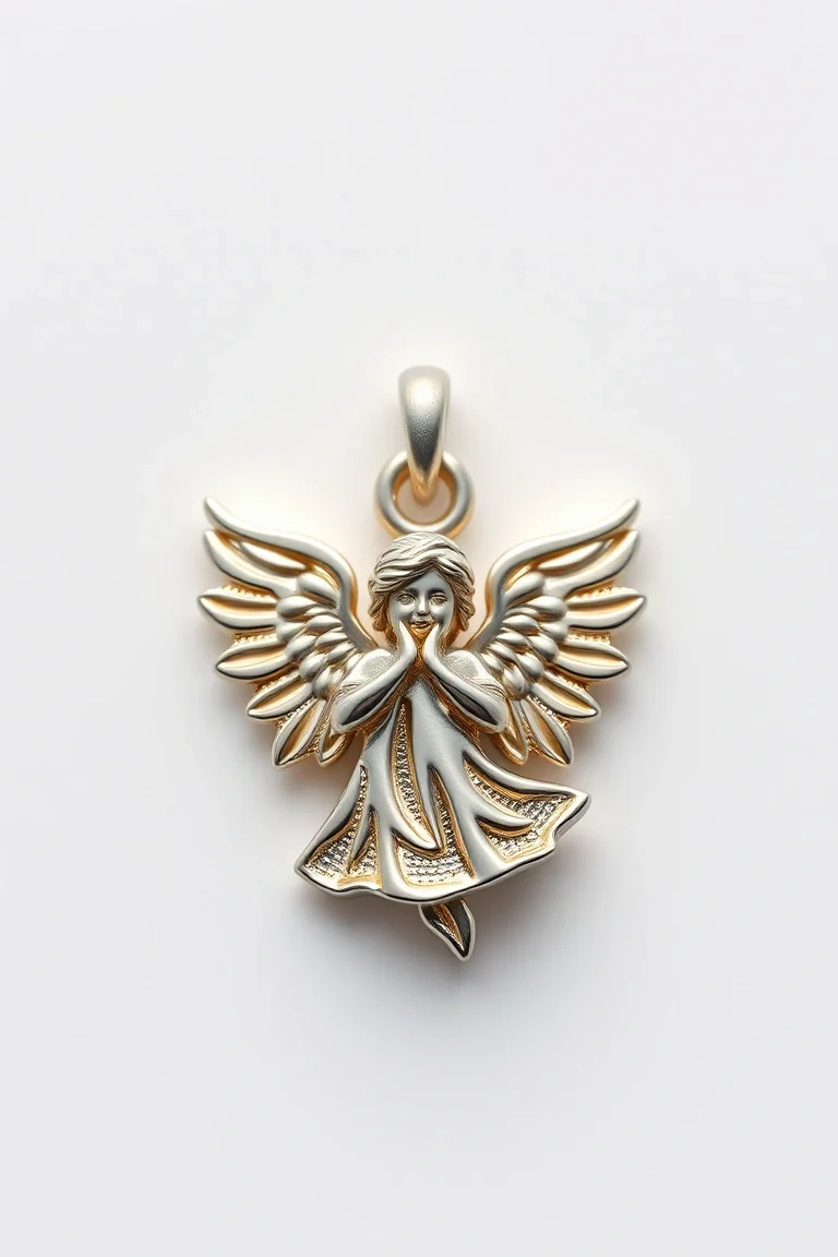 14K WHITE GOLD ANGEL CHARM